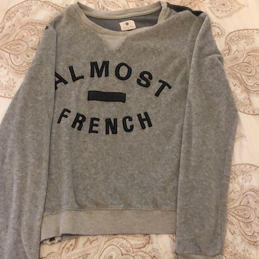 almost french textured long sleeve top